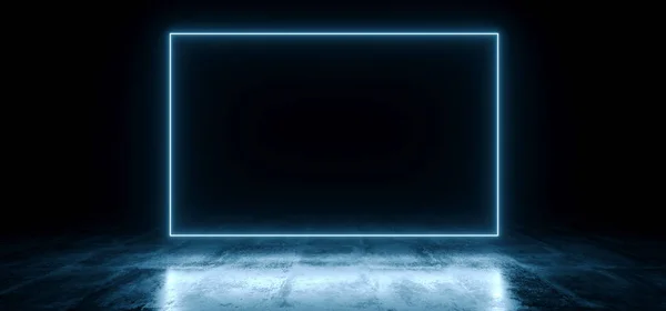 Dunkel leer schwarzes Rechteck Rahmen neon glühenden Laser fluoreszierend — Stockfoto