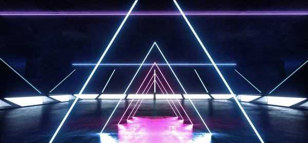 Triangle Construction Stage Virtual Reality Neon Glowing Purple