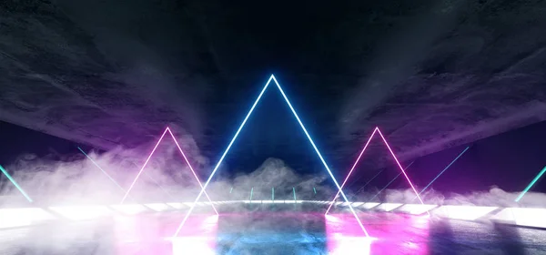 Smoke Triangle Construction Stage Virtual Reality Neon Glowing P