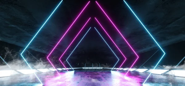 Smoke Triangle Construction Stage Virtual Reality Neon Glowing P