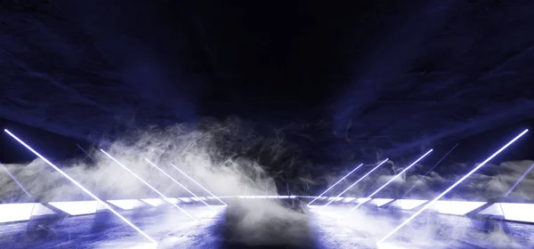 Duman eğimli hatları Inşaat sahne sanal gerçeklik Neon Glowi — Stok fotoğraf
