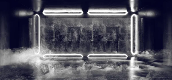 Fumaça Escuro Vazio Sci Fi Futurista Betão Hall Garagem Undergro — Fotografia de Stock