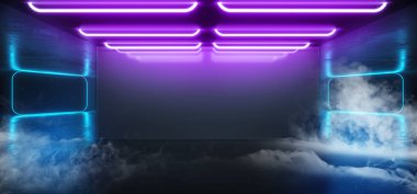 Buhar duman sis floresan canlı Neon futuristik Sci Fi Glowi