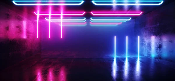 Fluorescenční pulzující neonové futuristické sci fi zářící fialový modrý V — Stock fotografie