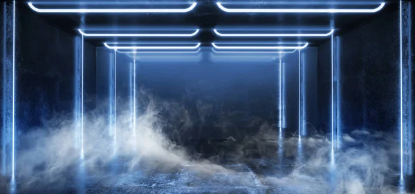 Duman sis floresan canlı Neon futuristik Sci Fi parlayan Blu — Stok fotoğraf