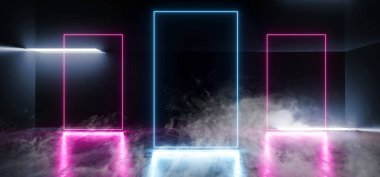 Duman canlı Neon parlayan çerçeve dikdörtgen şekilli floresan BL