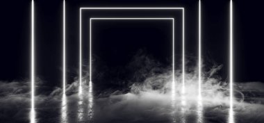 Duman beyaz Neon floresan dikdörtgen şekilli Sci Fi fütüristik 