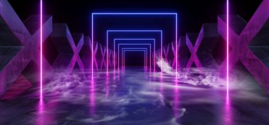 Duman mor mavi koyu canlı Neon floresan dikdörtgen şekilli