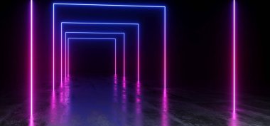 Mor mavi canlı Neon floresan dikdörtgen şekilli Sci Fi FUT