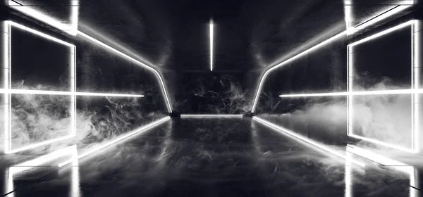 煙霧 Sf Fi 仮想輝くネオン未来的スタジオ・ステージポー — ストック写真