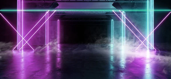 Nave Espacial de Fumaça Virtual Futurista Sci Fi Neon Fluoresce Brilhante — Fotografia de Stock
