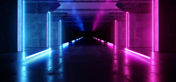 Rymdskepp Virtual futuristisk Sci Fi Neon glödande fluorescerande tra — Stockfoto