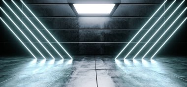 Sanal karanlık boş uzay gemisi Alien parlak yansıtıcı beton ne