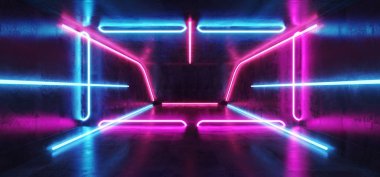 Floresan canlı Neon futuristik Sci Fi parlayan mor mavi V