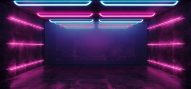 Floresan canlı Neon futuristik Sci Fi parlayan mor mavi V