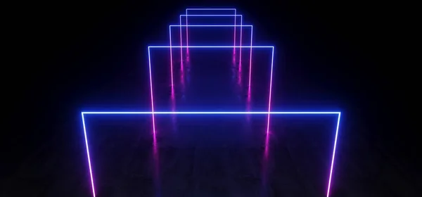 Purple Blue Vibrant Neon Fluorescent Rectangle Shaped Sci Fi Fut