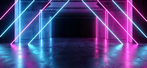 Віртуальний футуристичний науковий космічний корабель Fi Neon Lighting флуоресцентний трек — стокове фото
