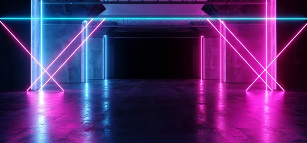 Nave Espacial Virtual Futurista Sci Fi Neon Brilhante Fluorescente Tra — Fotografia de Stock