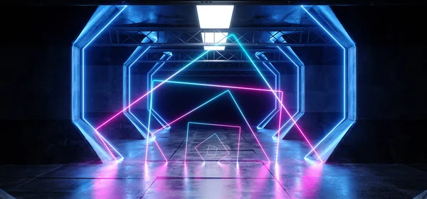 Virtual Reality Cyber Sci Fi Futuristic Neon Glowing Alien Ship