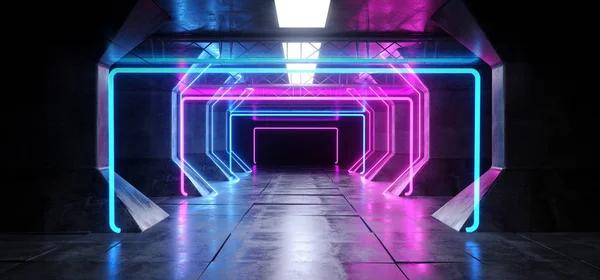 Virtual Reality Cyber Sci Fi Futuristic Neon Glowing Alien Ship — Stok Foto