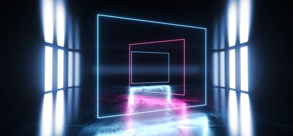 Sci Fi Virtual Glowing Vibrant Neon Futuristic Studio Stage Podi — Stok Foto