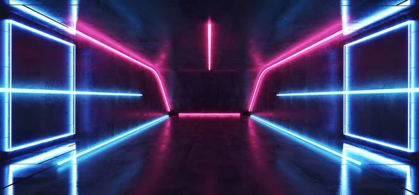 Fluorescente vibrante neon futurista ficção científica brilhante roxo azul V — Fotografia de Stock