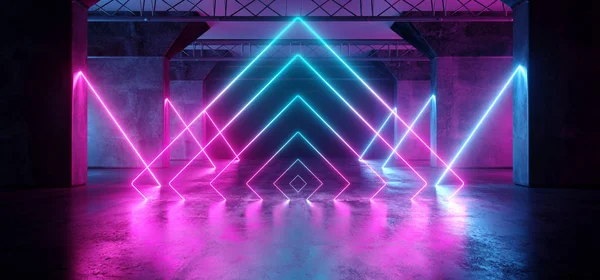 Ruta virtual Sci Fi Neón brillante láser fluorescente Alienship Sta — Foto de Stock