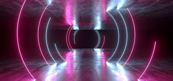 Elegant Circle Path formad Neon fluorescerande retro Laser LED show — Stockfoto