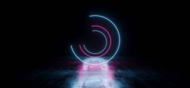 Zarif Circle şekilli Neon floresan Retro lazer Show Stag LED