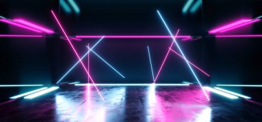 İnşaat salonu grunge parlak beton futuristik Sci-Fi boş