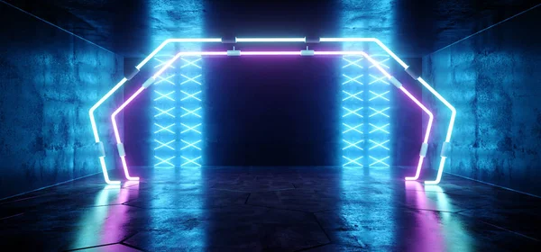 Sci Fi futuristik Neon Gate LED lazer parlak modern Elegant em — Stok fotoğraf