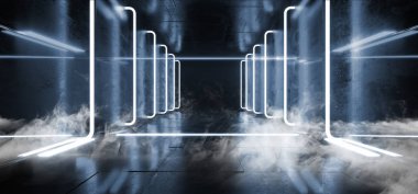 Duman Inşaat salonu grunge parlak beton fütüristik Sci-Fi