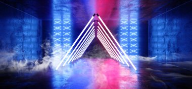 Duman Sci Fi fütüristik üçgen Neon LED lazer parlak modern E