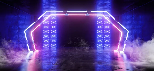 Fumo Sci Fi Futurista Neon Gate Led Laser brilhante Modern Eleg — Fotografia de Stock