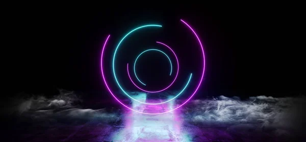 Smoke Elegant Circle Shaped Neon Fluorescent Retro Laser Led Sho