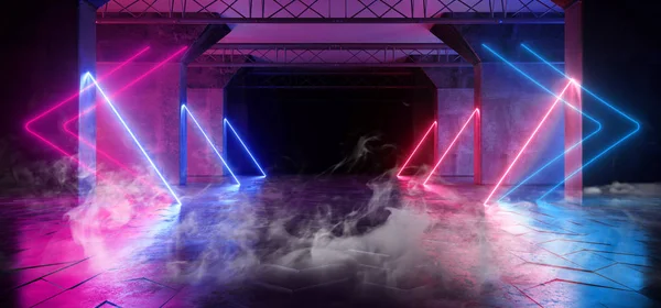 Duman sanal yol Sci Fi Neon parlayan floresan lazer Aliensh — Stok fotoğraf