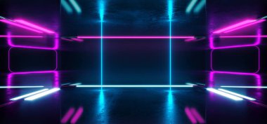 İnşaat salonu grunge parlak beton futuristik Sci-Fi boş