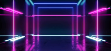 İnşaat salonu grunge parlak beton futuristik Sci-Fi boş