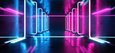 İnşaat salonu grunge parlak beton futuristik Sci-Fi boş