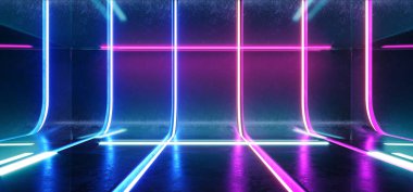 Sci Fi Fütüristik Alien Retro Sanal Gerçeklik Neon Parlayan Flor
