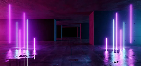 Підземний неоновий ретро клуб світиться люмінесцентними фіолетовими блакитними Вібр — стокове фото