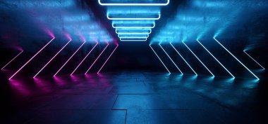 Üçgen Floresan Siber Bilim Kurgu Fütüristik Modern Retro Neon 