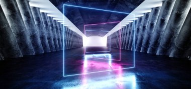 Floresan dikdörtgen şekilli Neon parlayan canlı mor mavi L