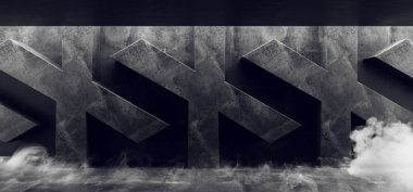 Smoke grunge beton Sci Fi fütüristik Çapraz şekilli sütun duvar