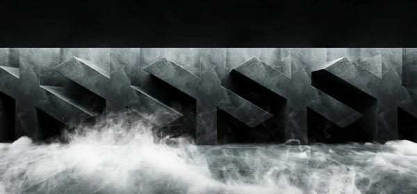 Smoke Grunge calcestruzzo fantascienza futuristica croce a forma di colonna parete — Foto Stock