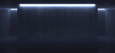 Neon Parlayan Floresan Canlı Mavi Boş Sahne Studio Club Da