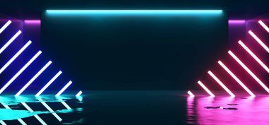 Eğik Çizgi Şekilli Neon Parlayan Floresan Canlı Mor Pembe 