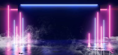 Duman Eğimli Çizgi Şekilli Neon Parlayan Floresan Canlı Mor