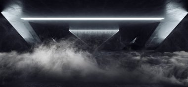 Duman Buhar Sis Sci Fi Modern Beton Çimento Koyu Boş Asfalt