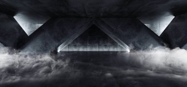 Duman Buhar Sis Sci Fi Modern Beton Çimento Koyu Boş Asfalt